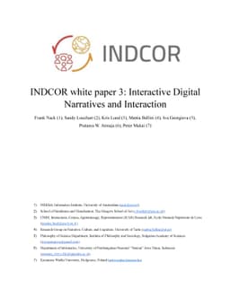 INDCOR white paper 3: Interactive Digital Narratives and Interaction