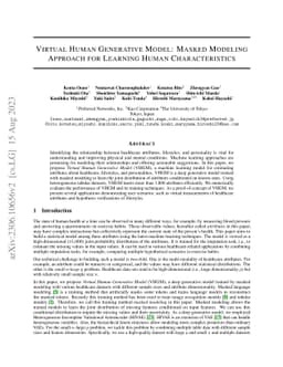 Virtual Human Generative Model: Masked Modeling Approach for Learning Human Characteristics