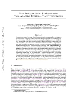 Deep Reinforcement Learning with Task-Adaptive Retrieval via
  Hypernetwork
