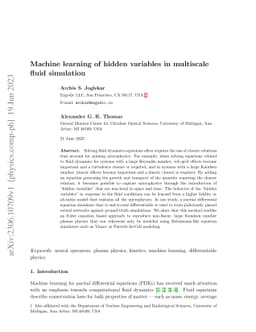 Machine learning of hidden variables in multiscale fluid simulation