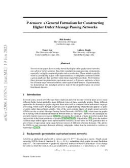 P-tensors: a General Formalism for Constructing Higher Order Message
  Passing Networks