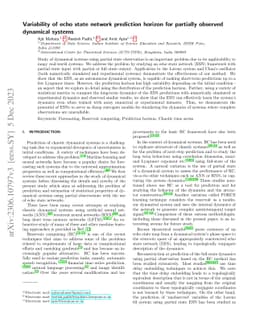 Variability of echo state network prediction horizon for partially
  observed dynamical systems