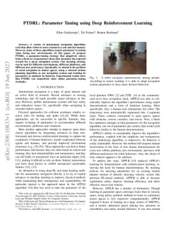 PTDRL: Parameter Tuning using Deep Reinforcement Learning
