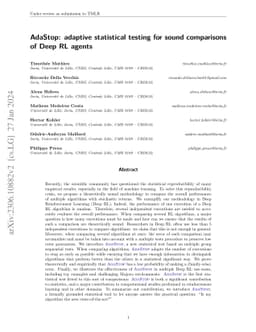 AdaStop: adaptive statistical testing for sound comparisons of Deep RL
  agents
