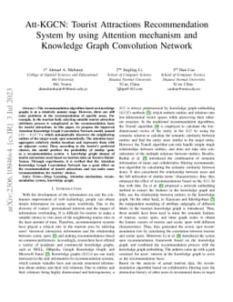 Att-KGCN: Tourist Attractions Recommendation System by using Attention
  mechanism and Knowledge Graph Convolution Network