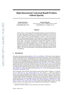 High-dimensional Contextual Bandit Problem without Sparsity