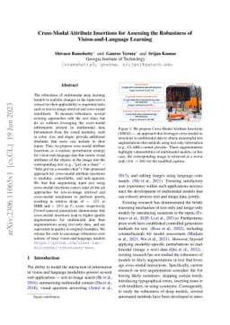 Cross-Modal Attribute Insertions for Assessing the Robustness of
  Vision-and-Language Learning