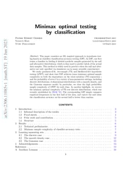 Minimax optimal testing by classification