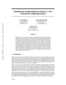 Insufficiently Justified Disparate Impact: A New Criterion for Subgroup
  Fairness