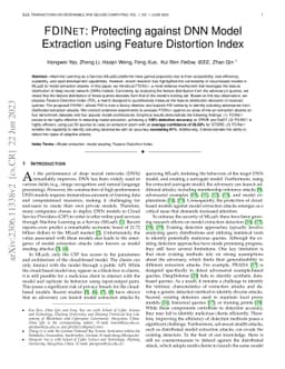 FDINet: Protecting against DNN Model Extraction via Feature Distortion
  Index