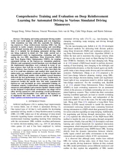 Comprehensive Training and Evaluation on Deep Reinforcement Learning for
  Automated Driving in Various Simulated Driving Maneuvers