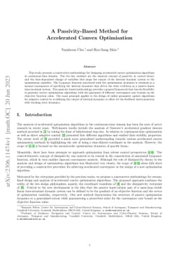 A Passivity-Based Method for Accelerated Convex Optimisation