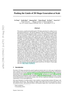 Pushing the Limits of 3D Shape Generation at Scale