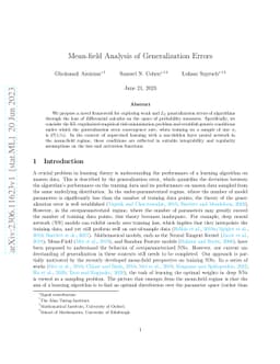 Mean-field Analysis of Generalization Errors