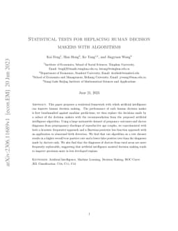 Statistical Tests for Replacing Human Decision Makers with Algorithms