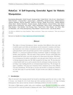 RoboCat: A Self-Improving Generalist Agent for Robotic Manipulation