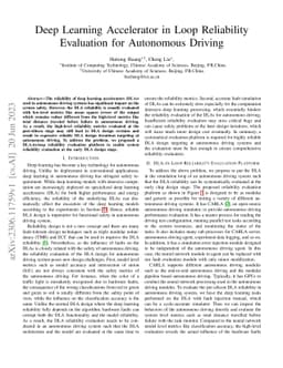 Deep Learning Accelerator in Loop Reliability Evaluation for Autonomous
  Driving