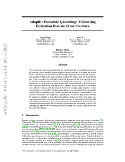 Adaptive Ensemble Q-learning: Minimizing Estimation Bias via Error
  Feedback