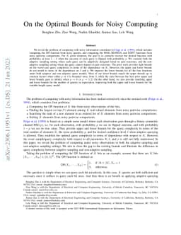 On the Optimal Bounds for Noisy Computing