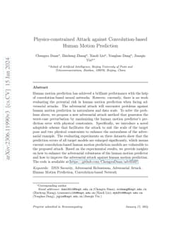 Physics-constrained Attack against Convolution-based Human Motion
  Prediction