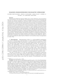 Learning Homogenization for Elliptic Operators
