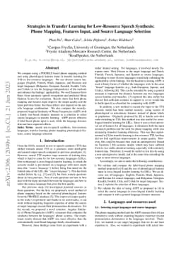 Strategies in Transfer Learning for Low-Resource Speech Synthesis: Phone
  Mapping, Features Input, and Source Language Selection
