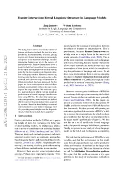 Feature Interactions Reveal Linguistic Structure in Language Models