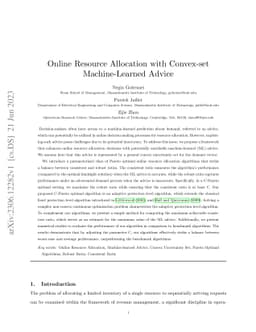 Online Resource Allocation with Convex-set Machine-Learned Advice