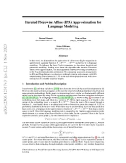 Iterated Piecewise Affine (IPA) Approximation for Language Modeling