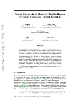 Sample Complexity for Quadratic Bandits: Hessian Dependent Bounds and
  Optimal Algorithms