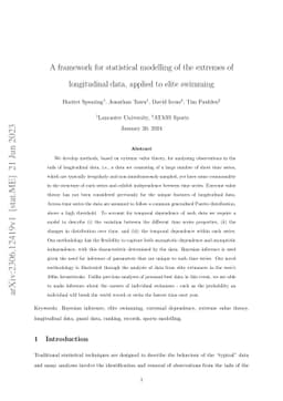 A framework for statistical modelling of the extremes of longitudinal
  data, applied to elite swimming