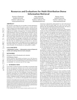 Resources and Evaluations for Multi-Distribution Dense Information
  Retrieval