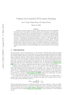 Uniform error bound for PCA matrix denoising