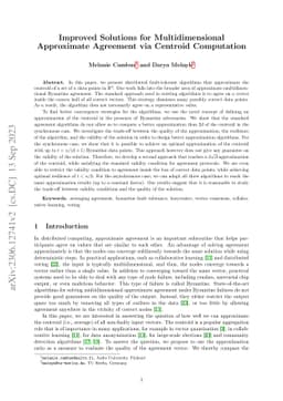 Improved Solutions for Multidimensional Approximate Agreement via
  Centroid Computation
