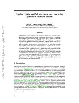 A prior regularized full waveform inversion using generative diffusion
  models