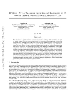 PP-GAN : Style Transfer from Korean Portraits to ID Photos Using
  Landmark Extractor with GAN