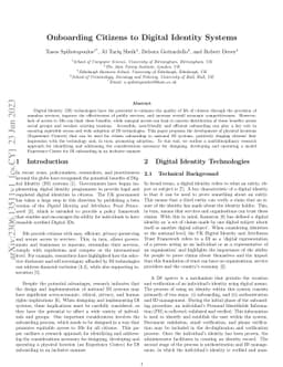 Onboarding Citizens to Digital Identity Systems