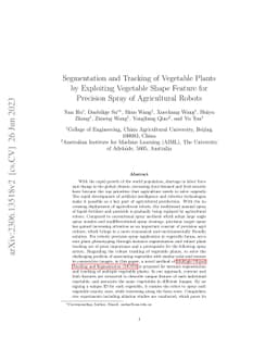 Segmentation and Tracking of Vegetable Plants by Exploiting Vegetable
  Shape Feature for Precision Spray of Agricultural Robots