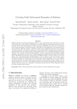 Creating Valid Adversarial Examples of Malware
