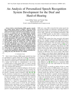 An Analysis of Personalized Speech Recognition System Development for
  the Deaf and Hard-of-Hearing