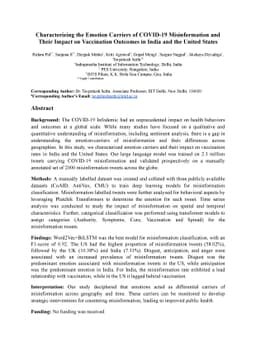 Characterizing the Emotion Carriers of COVID-19 Misinformation and Their
  Impact on Vaccination Outcomes in India and the United States