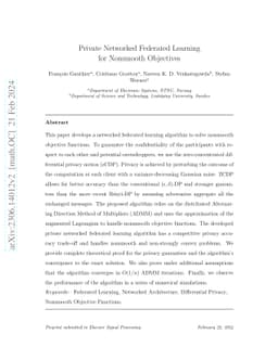 Private Networked Federated Learning for Nonsmooth Objectives