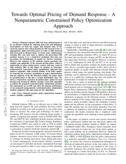 Towards Optimal Pricing of Demand Response -- A Nonparametric
  Constrained Policy Optimization Approach