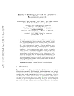 Federated Learning Approach for Distributed Ransomware Analysis