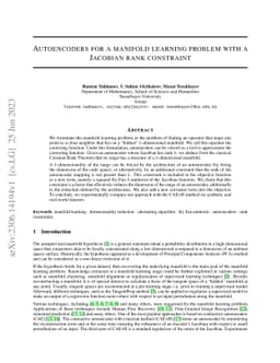 Autoencoders for a manifold learning problem with a Jacobian rank
  constraint