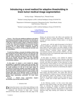 Introducing A Novel Method For Adaptive Thresholding In Brain Tumor
  Medical Image Segmentation