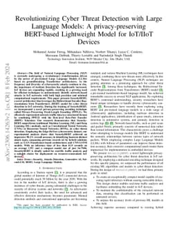 Revolutionizing Cyber Threat Detection with Large Language Models: A
  privacy-preserving BERT-based Lightweight Model for IoT/IIoT Devices