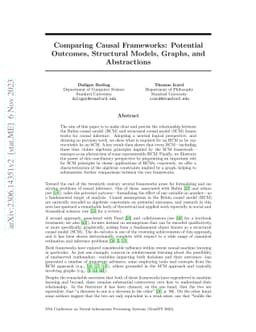 Comparing Causal Frameworks: Potential Outcomes, Structural Models,
  Graphs, and Abstractions
