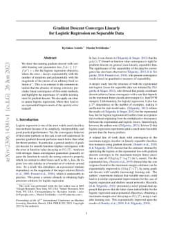 Gradient Descent Converges Linearly for Logistic Regression on Separable
  Data