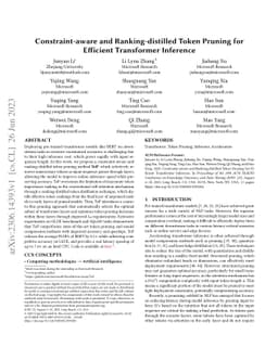 Constraint-aware and Ranking-distilled Token Pruning for Efficient
  Transformer Inference